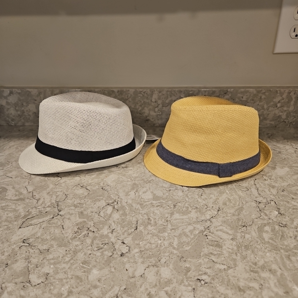 Jazz Hat Men  Beach Hat Women Straw Hat Woven White Black/ Tan Chambray Fedora